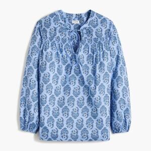 NEW J.Crew Printed Split-Neck Top in Light Sky BY427 NWT - Size M